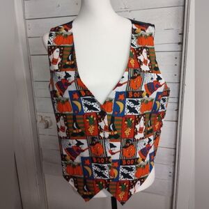 Basic Editions Halloween Vest Women’s Large Ghosts Pumpkins Witches Novelty Vest
